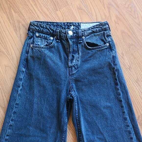 RAG & BONE MAYA HIGH-RISE ANKLE WIDE LEG JEANS RIGID DENIM BRIDE TRAIL BLUE 24 - Picture 3 of 9